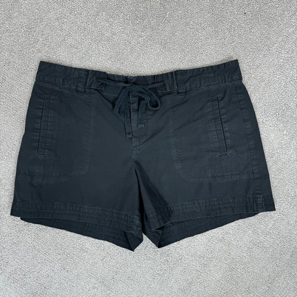 Ann Taylor Loft Cotton Twill Chino Shorts Black 4 Drawstring